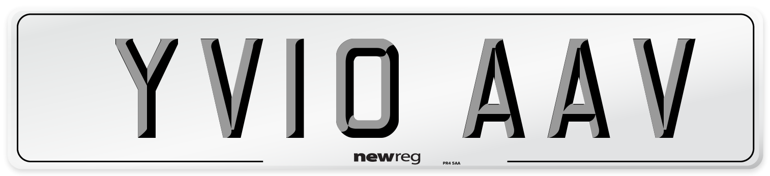 YV10 AAV Number Plate from New Reg